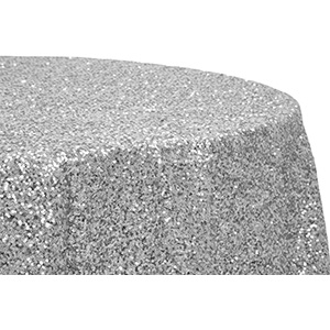 Silver Round Sequins Tablecloth 120″