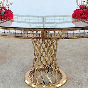 Gold Serpentine Kate Table with Glass Top