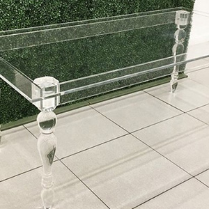 Clear Rectangular Quartz Table