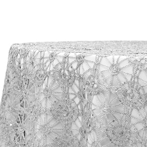 Silver Chemical Lace Sequins Square Overlay