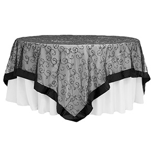 Black Organza Overlay with Satin Border