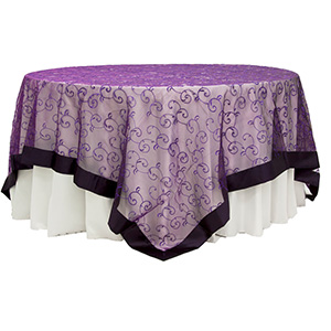 Plum Organza Overlay with Satin Border