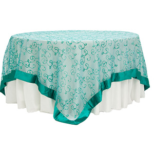 Teal Organza Overlay with Satin Border