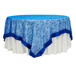 Royal Blue Organza Overlay with Satin Border