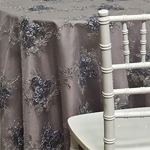 Silver Organza Overlay with Sequins Flowers