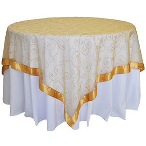 Gold Organza Overlay with Satin Border