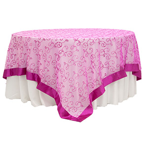 Fuschia Organza Overlay with Satin Border