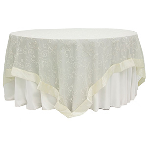 Ivory Organza Overlay with Satin Border