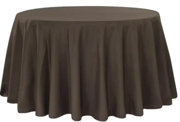 CHOCOLATE BROWN ROUND POLYESTER TABLECLOTH 132"