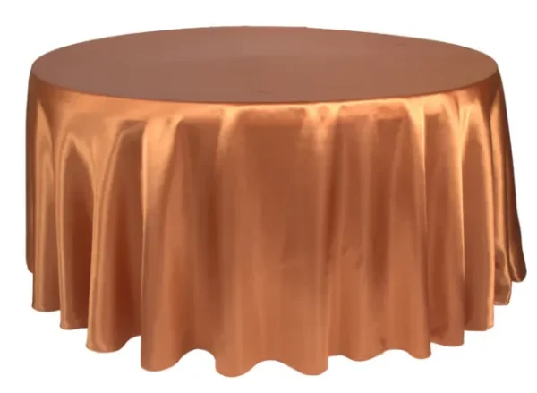 TERRACOTTA ROUND SATIN TABLECLOTH 132"
