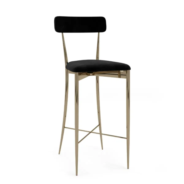 GOLD LUXOR STOOL WITH BLACK AND GOLD CUSHION