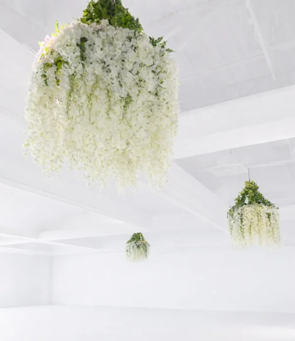 5' WHITE SILK WISTERIA WREATH FOR ROOM CEILING