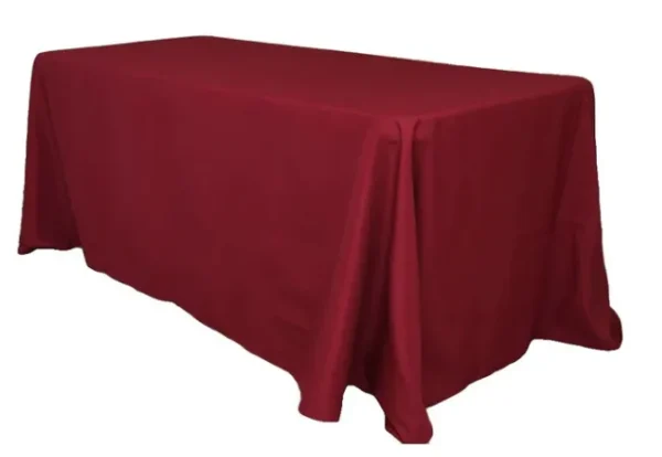 BURGUNDY RECTANGULAR POLYESTER TABLECLOTH 90" X 132"