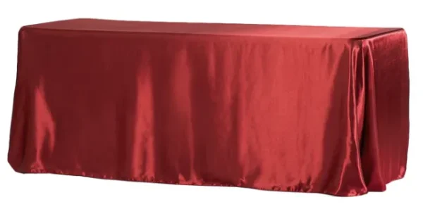 BURGUNDY RECTANGULAR SATIN TABLECLOTH 90" X 156"