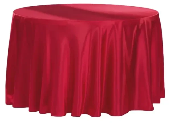 APPLE RED ROUND SATIN TABLECLOTH 132"