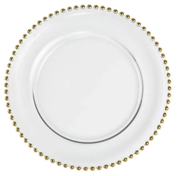 PRIYA GLASS CHARGER PLATE WITH GOLD RIM