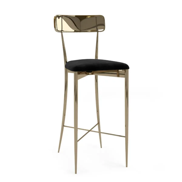GOLD LUXOR STOOL WITH BLUE CUSHION
