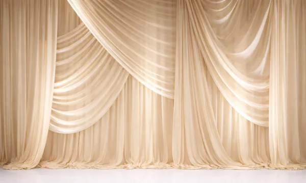 IVORY ASYMMETRIC CURTAIN DECOR - 1