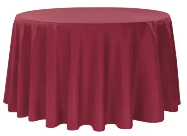 BURGUNDY ROUND POLYESTER TABLECLOTH 132"