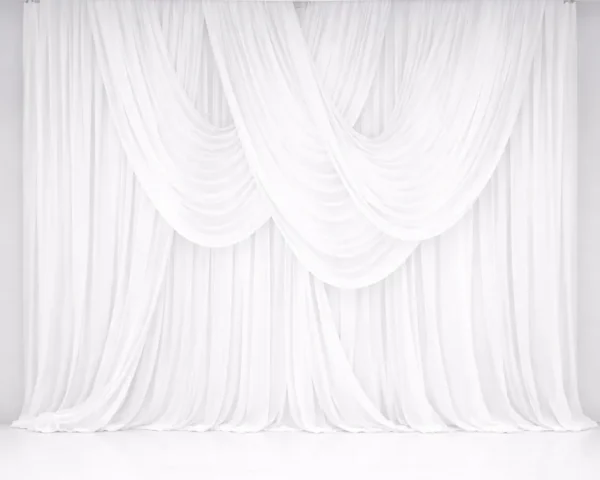 WHITE ASYMMETRIC CURTAIN DECOR - 7