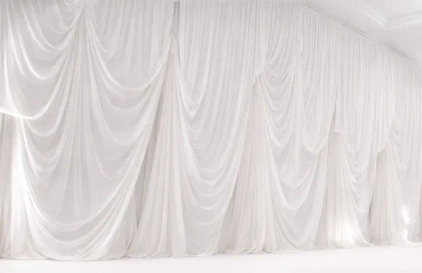 WHITE PINNED CURTAIN DECOR