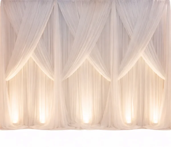 WHITE DOUBLE CURTAIN DECOR