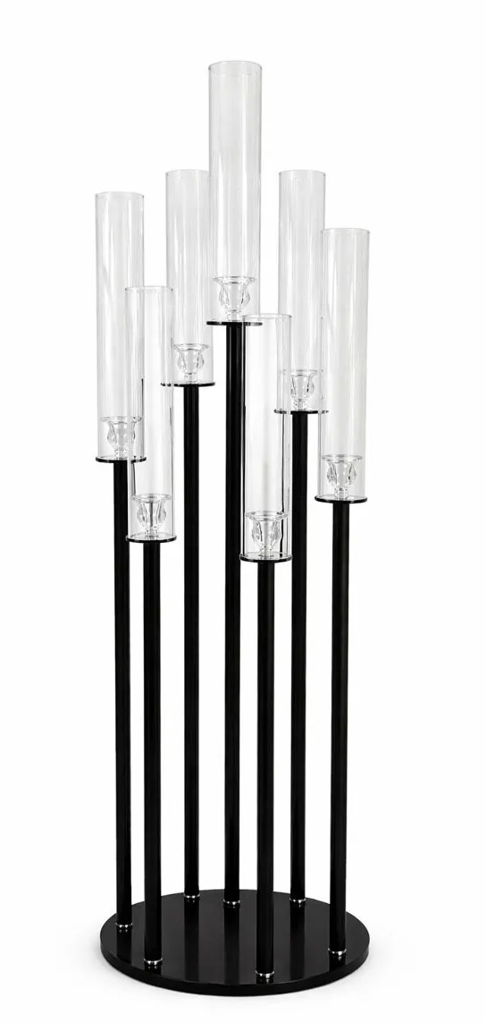 STELLA BLACK CRYSTAL CANDLE HOLDER - 7 STEMS
