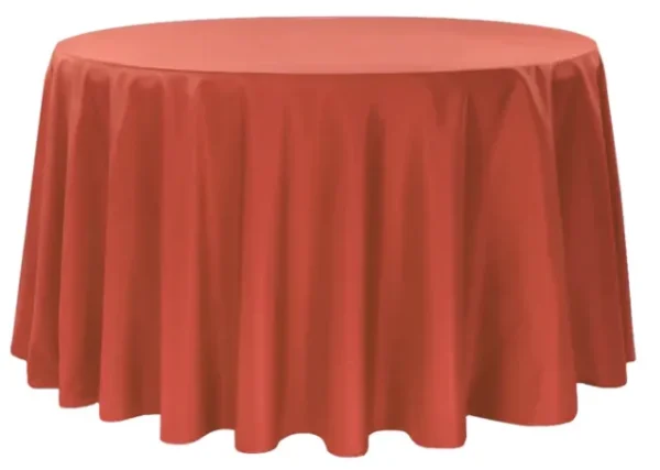 RUST ROUND POLYESTER TABLECLOTH 132"