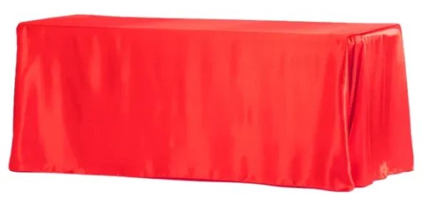 RED RECTANGULAR SATIN TABLECLOTH 90" X 132"
