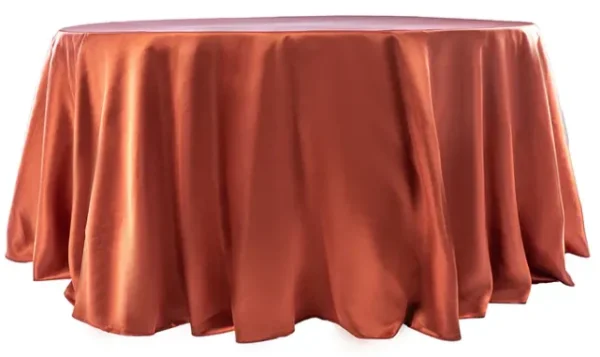 RUST ROUND SATIN TABLECLOTH 132"