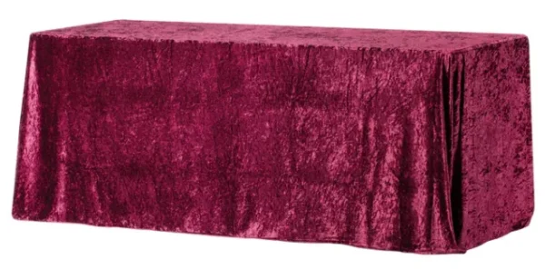 BURGUNDY RECTANGULAR VELVET TABLECLOTH 90" X 156"