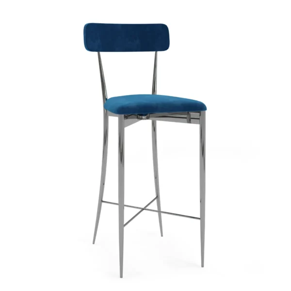 GOLD LUXOR STOOL WITH BLUE CUSHION