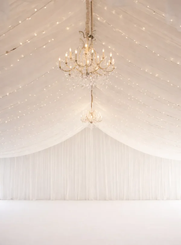WHITE CEILING VALANCES AND LIGHTS
