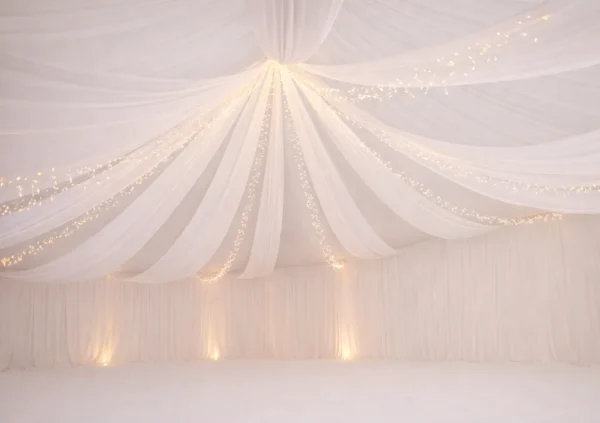 WHITE CEILING VALANCES AND LIGHTS