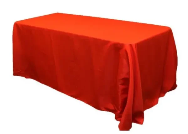 RED RECTANGULAR POLYESTER TABLECLOTH 90" X 132"