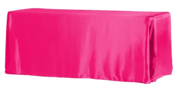 FUSCHIA RECTANGULAR SATIN TABLECLOTH 90" X 132"