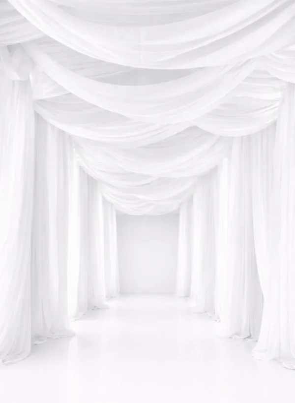 WHITE TUNNEL CURTAINS AND VALENCES