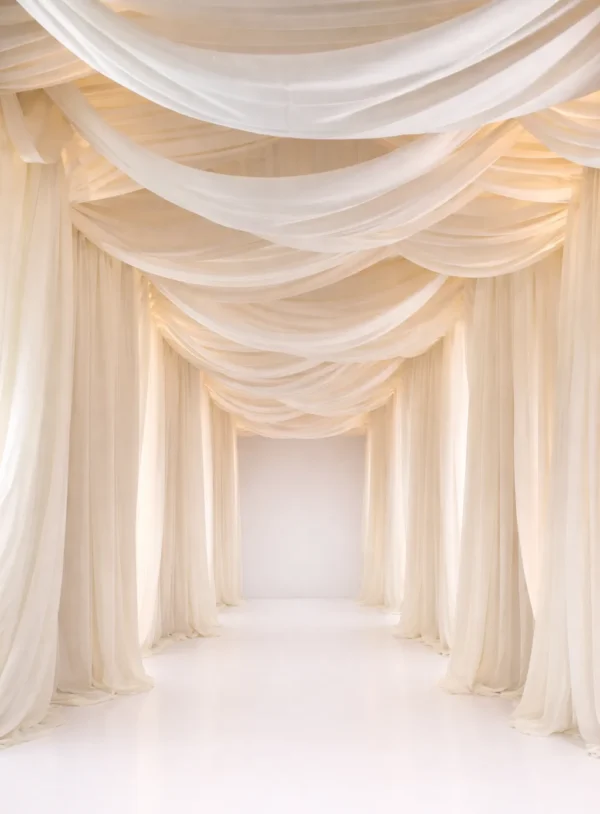 IVORY TUNNEL CURTAINS AND VALENCES