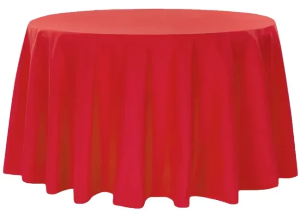 RED ROUND POLYESTER TABLECLOTH 120"