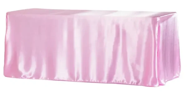 MEDIUM PINK RECTANGULAR SATIN TABLECLOTH 90" X 156"