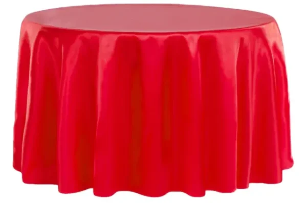 RED ROUND SATIN TABLECLOTH 132"
