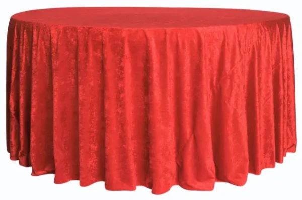 RED ROUND VELVET TABLECLOTH 120"