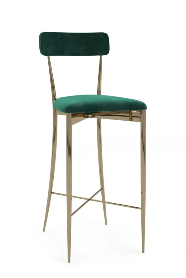 GOLD LUXOR STOOL WITH GREEN CUSHION