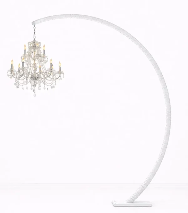 WHITE SEMI-ARCHED CHANDELIER HOLDER 9'