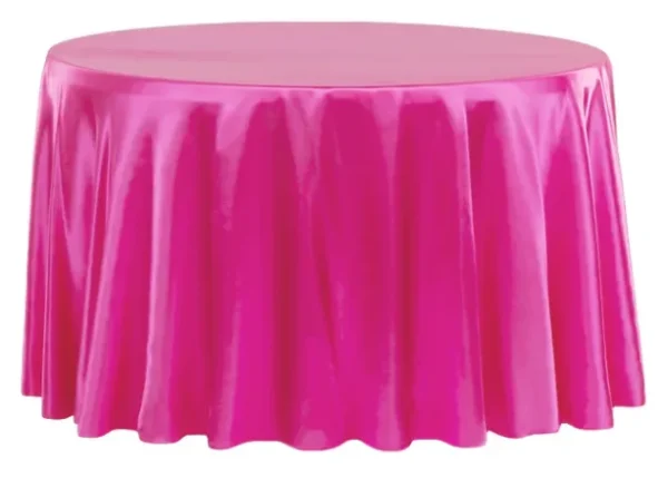 FUSCHIA ROUND SATIN TABLECLOTH 132"