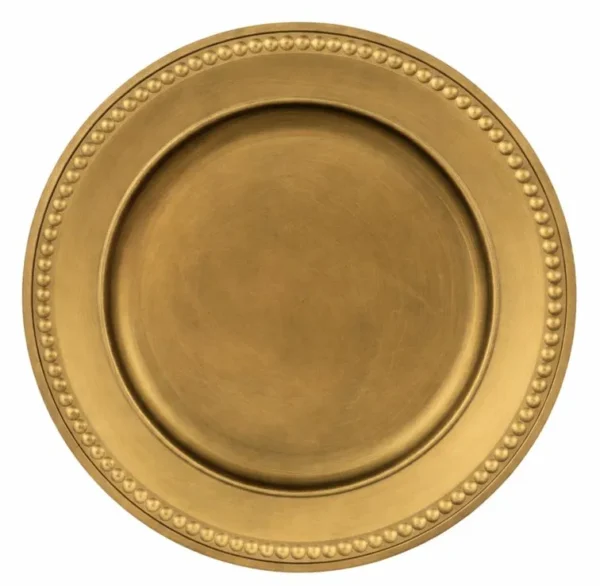 KIERA ANTIQUE GOLD ACRYLIC CHARGER PLATE