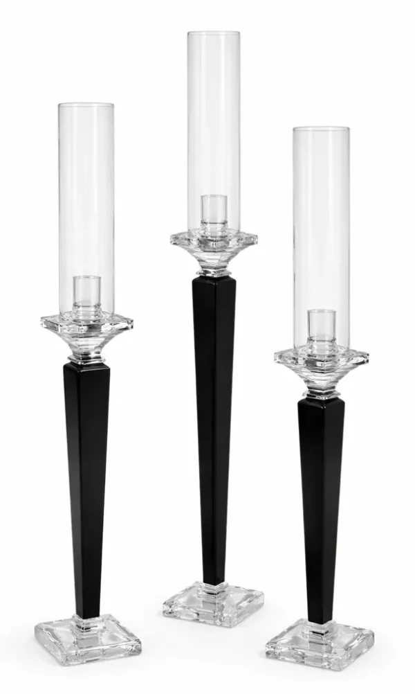 GIULIA TRIO BLACK CRYSTAL CANDLE HOLDER