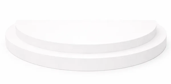WHITE TWO-TIER HALF-ROUNDED STAGE
