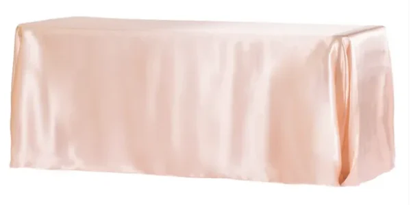 BLUSH RECTANGULAR SATIN TABLECLOTH 90" X 132"