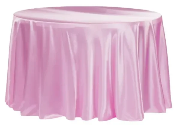 MEDIUM PINK ROUND SATIN TABLECLOTH 120"